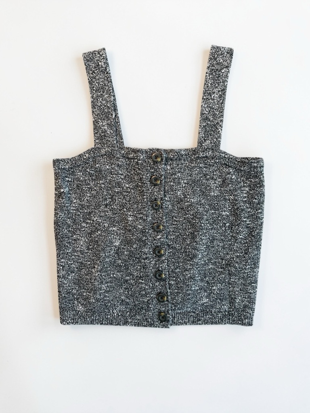 Madewell Square Neck Button Front Sweater Tank Cropped Knit Top - Picture 2 of 8